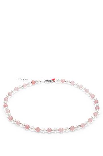 Ogrlica BOSS Adjustable Pearl and Pink Stone Necklace Roza | 50532472
