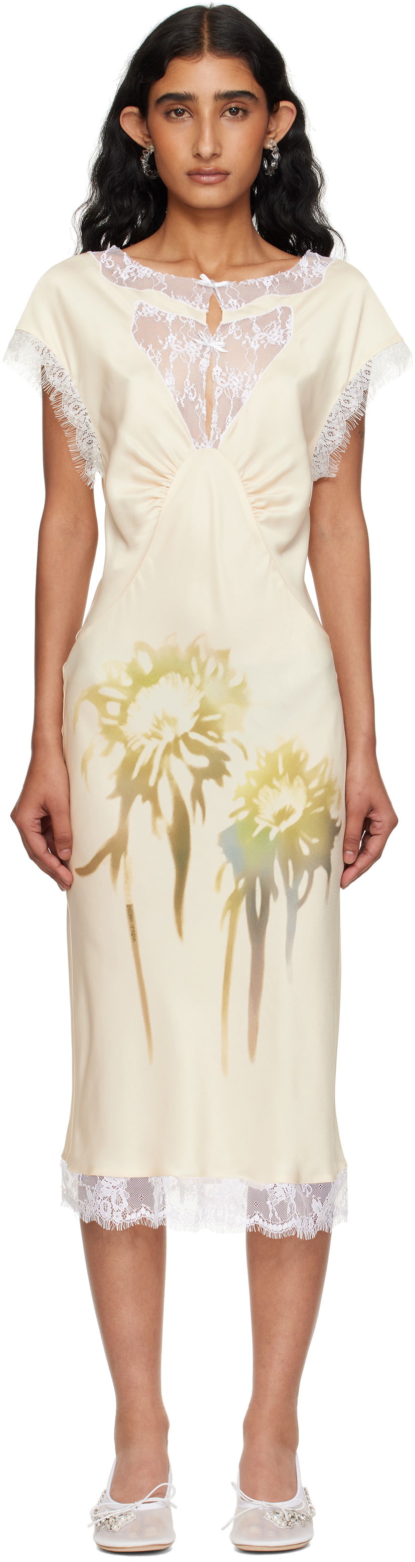 Obleke Collina Strada Collina Strada Waterlily Midi Dress Bež | XX4045