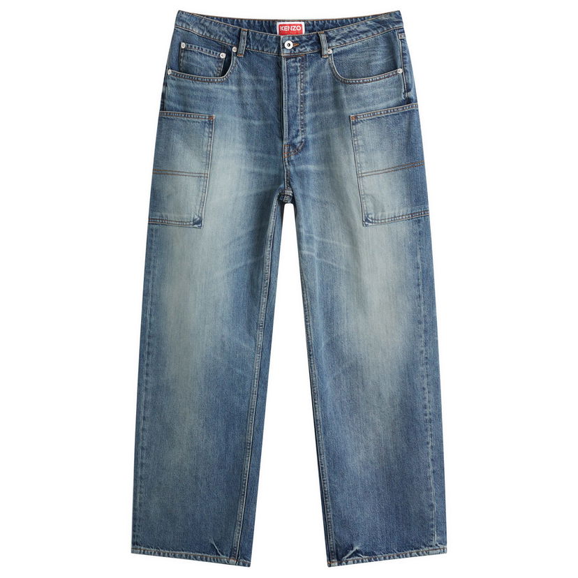 Kavbojke KENZO Kenzo Cargo Monkey Fit Jeans 28" Modra | FF55DP4086I7-DS