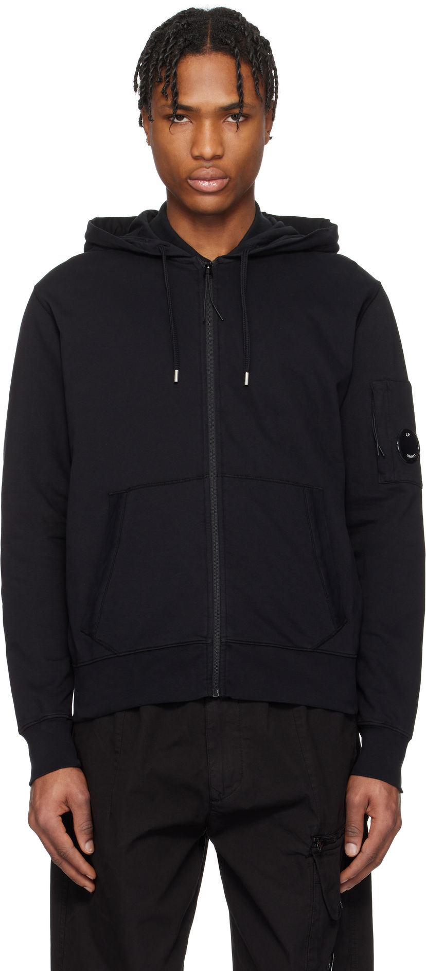 Pulover C.P. Company C.P. Company Light Fleece Full Zip Hoodie Črna | 18CMSS057A-002246G