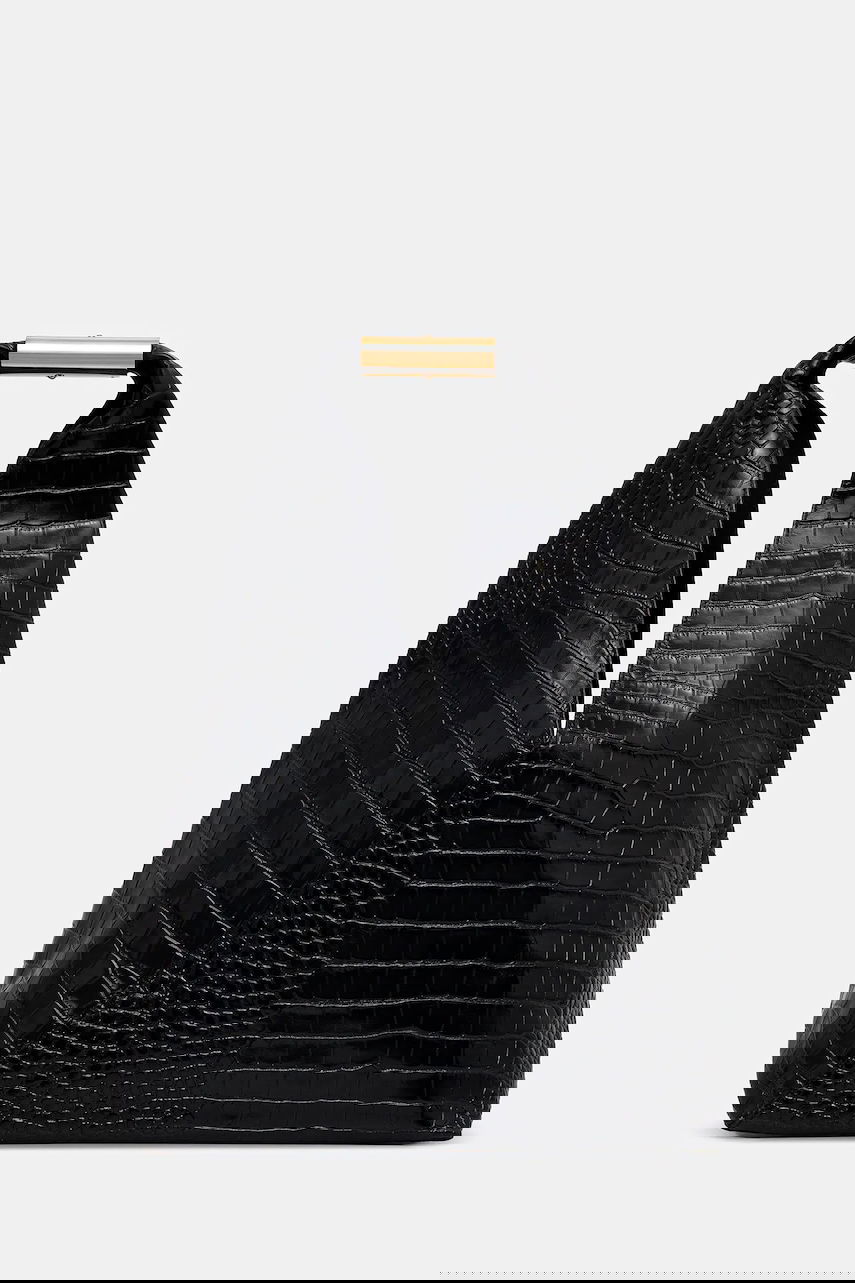 Torbica Maison Margiela Crocodile Embossed V-Shape Top Handle Bag Črna | SB6WD0043.P8650.T8013, 0