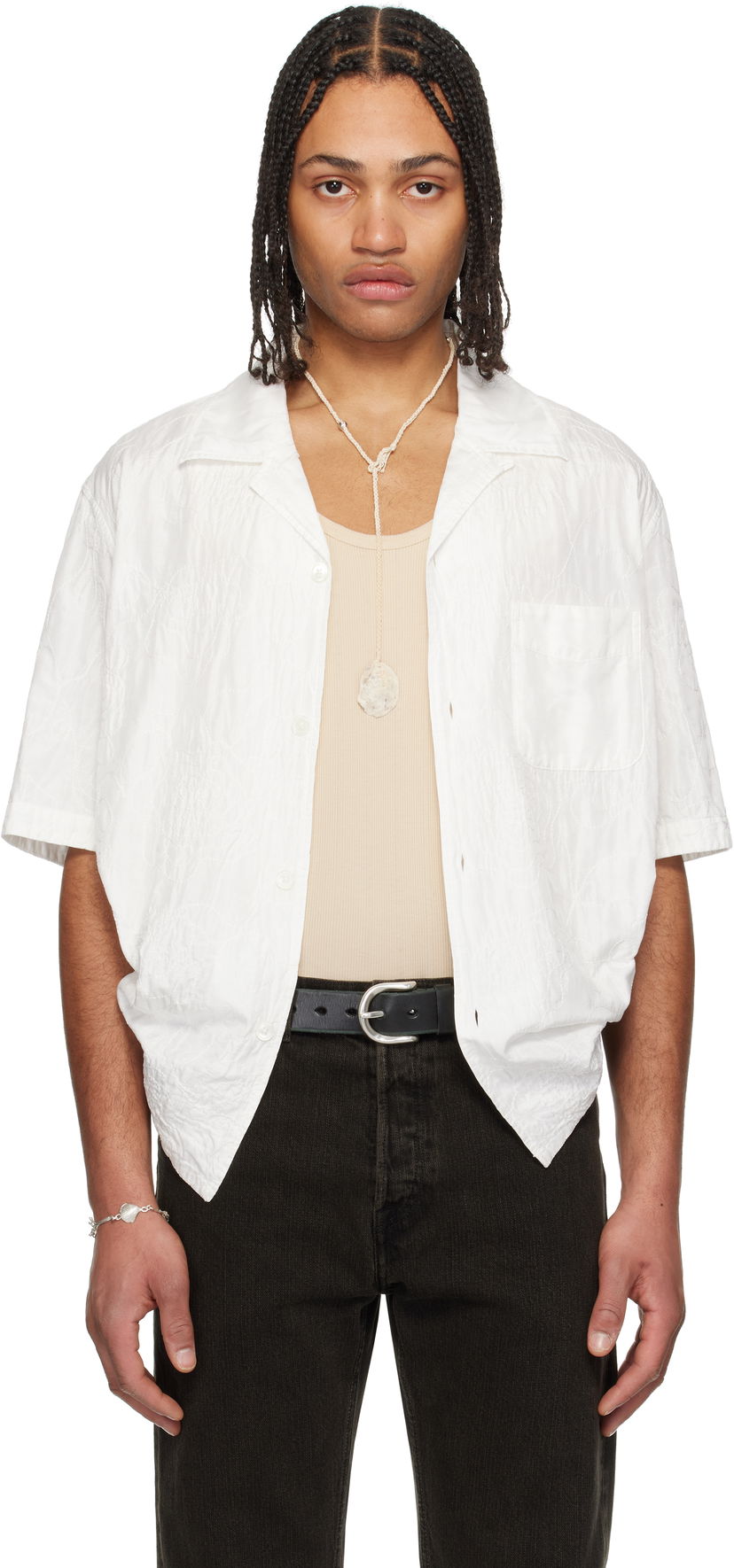 Srajce OUR LEGACY Our Legacy Heusen Short Sleeve Shirt Bela | M2252HWF