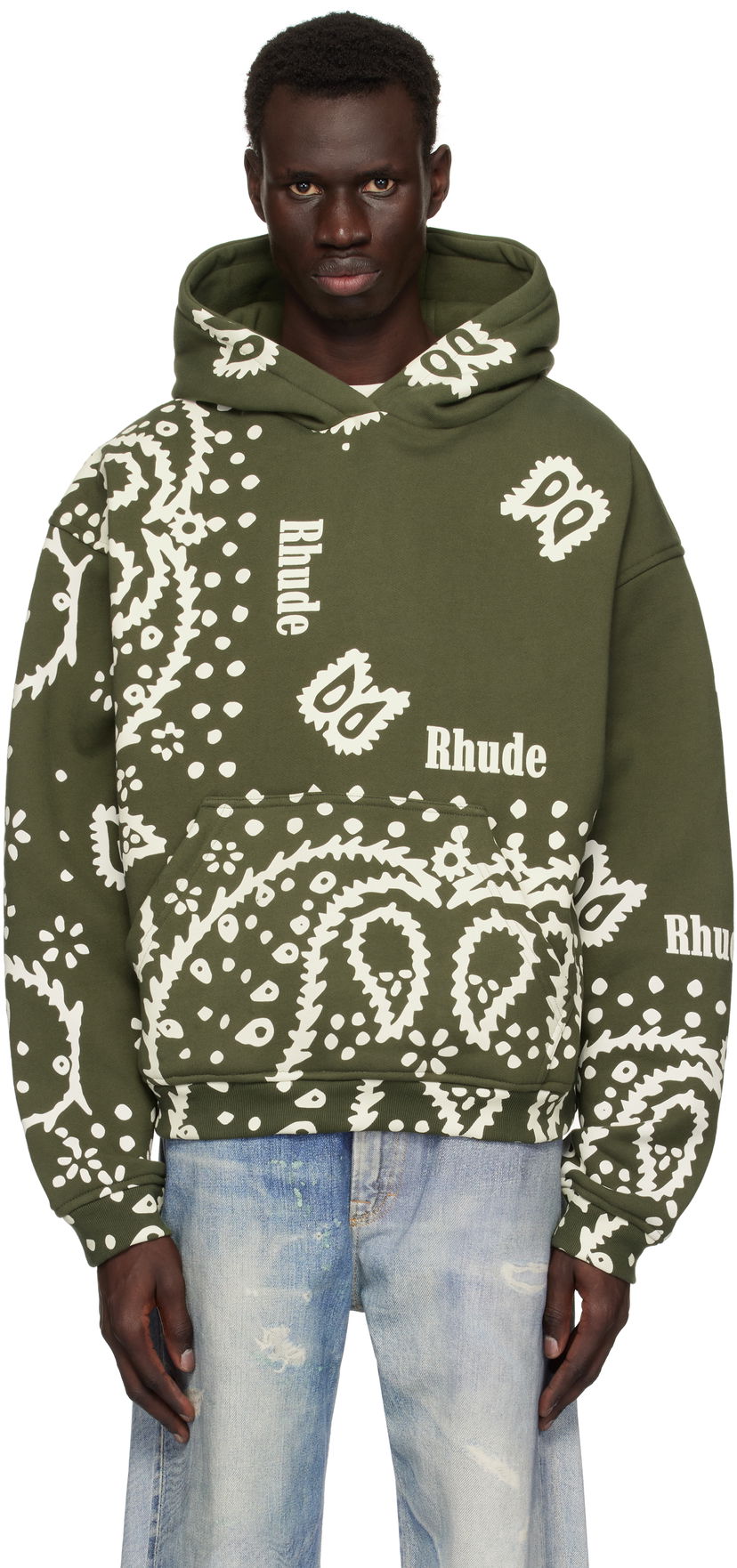 Pulover Rhude Rhude Bandana Print Hoodie Zelena | RHPS25HO10012