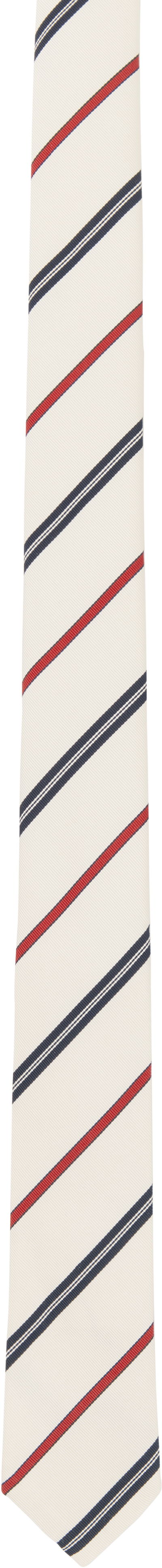 Šala Thom Browne Thom Browne Classic Silk Cotton Tie Bela | MNL001A-F0794