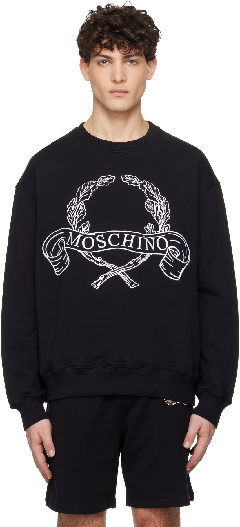 Pulover Moschino Moschino Laurel Crown Logo Sweatshirt Črna | 251ZZA170502281555