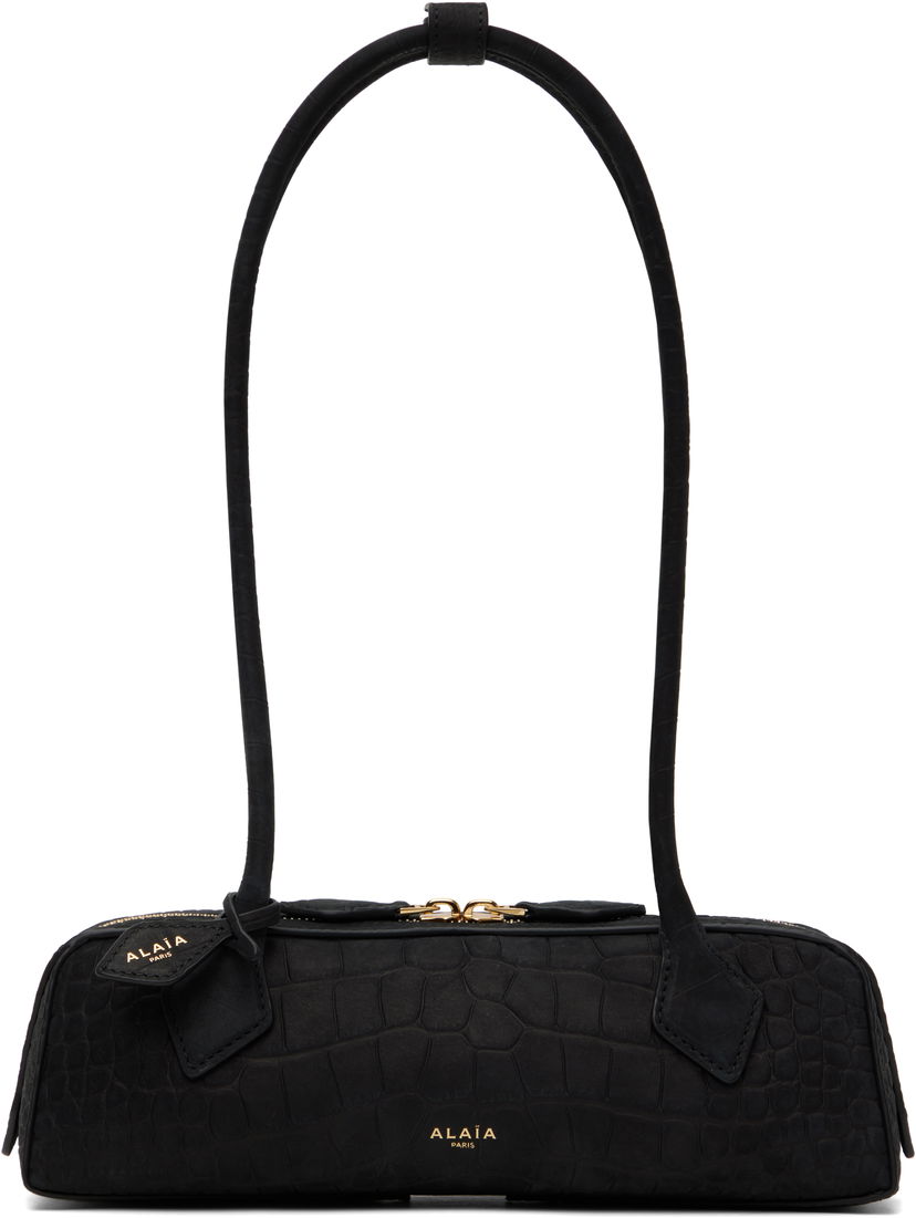 Torba za čez ramo Alaïa 'Le Teckel' Small Croc-Effect Leather Bag Črna | AA1S06029CA554