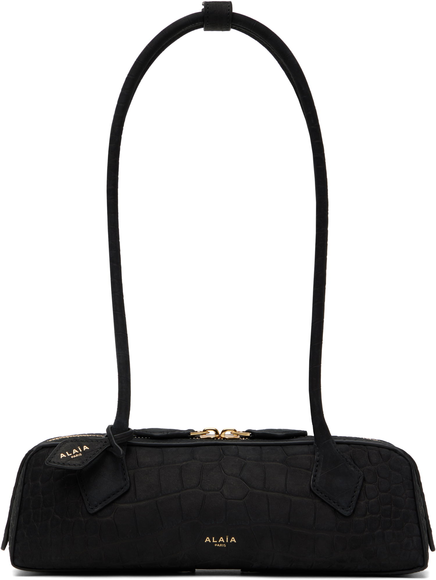 Torba za čez ramo Alaïa 'Le Teckel' Small Croc-Effect Leather Bag Črna | AA1S06029CA554, 0