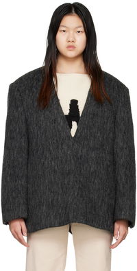 We11done Y-Neck Fuzzy Jacket
