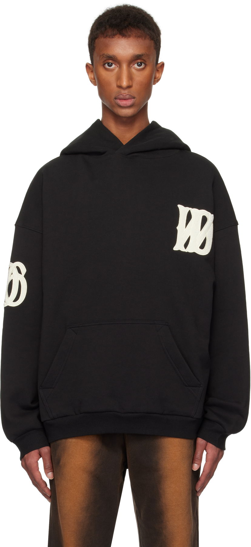 Pulover We11done We11done Letter Logo Fleece Hoodie Črna | WD-TH3-24-877-U-BK