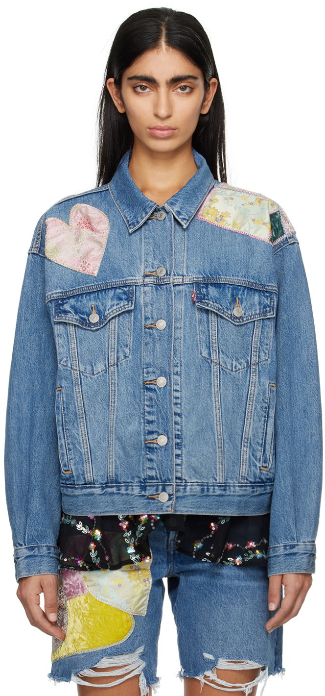 Jakna Anna Sui Patchwork Denim Jacket Modra | 1224F31