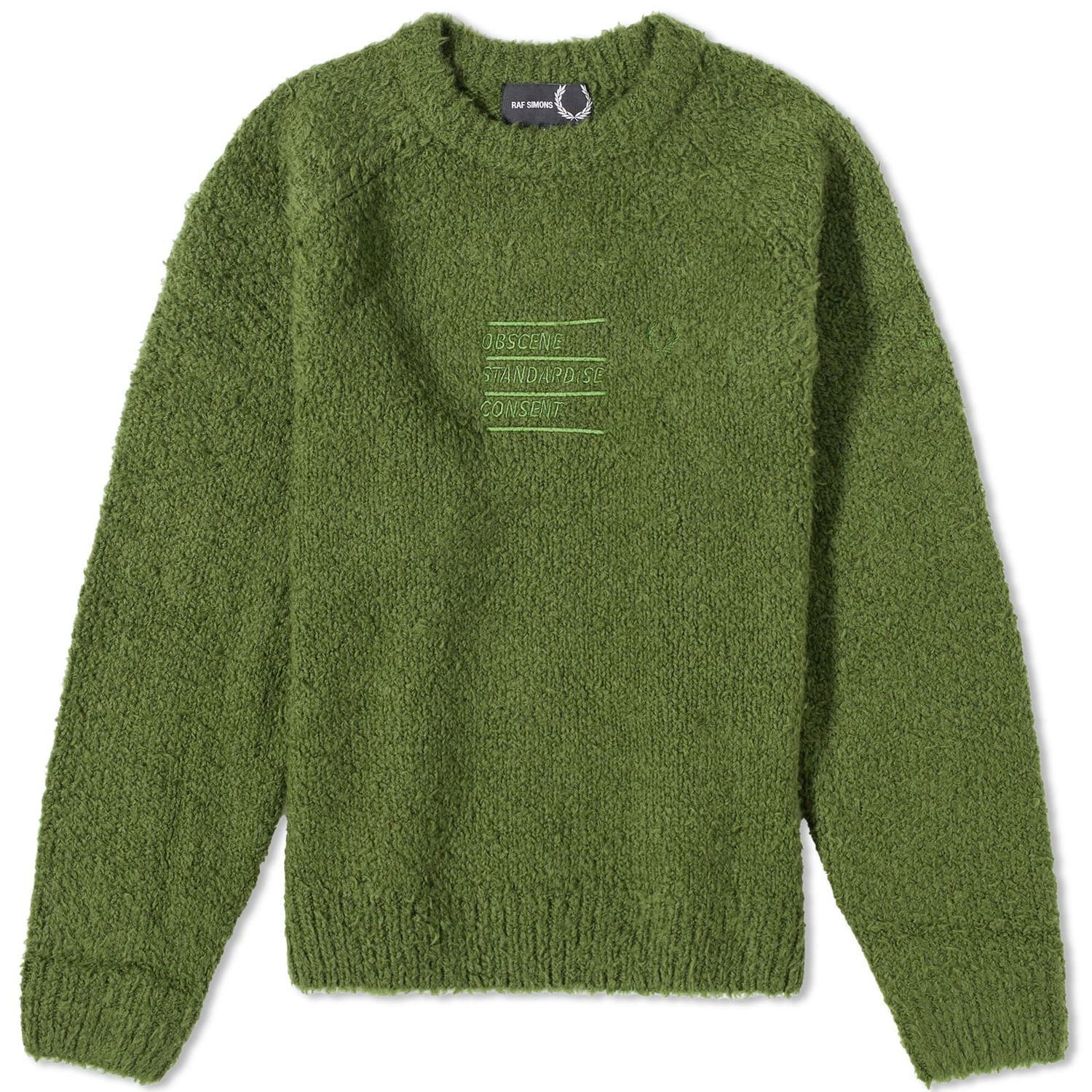 Pleteni pulover Fred Perry Raf Simons x Fluffy Crewneck Zelena | SK6518-M26, 0