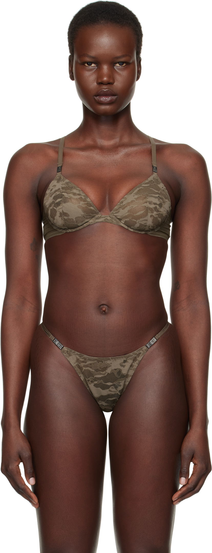 Modrček Diesel Camo Lace Plunge Bra Zelena | A15644 0LKBX