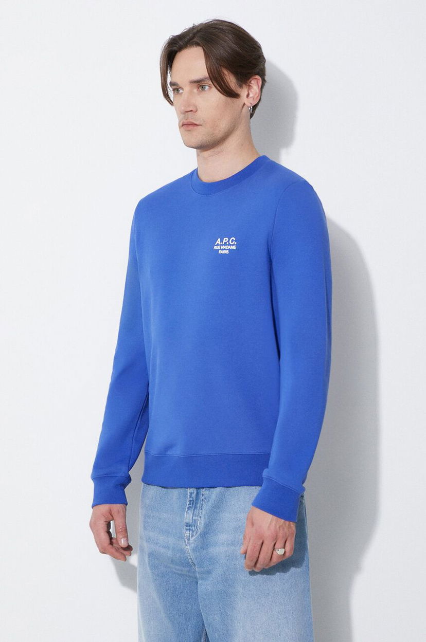 Pleteni pulover A.P.C. A.P.C. Sweat Rider Crewneck Sweatshirt Modra | COEZD.H27699.TIC