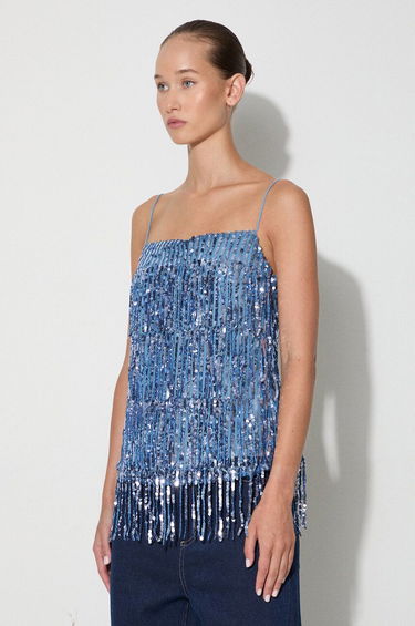 Majica brez rokavov Samsoe Samsoe Sequined Fringe Cami Top by Samsoe Samsoe Modra | F23200094, 3