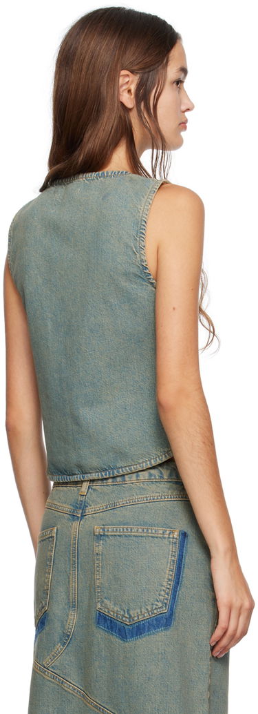 Telovnik Miaou Miaou Chani Denim Tie-Front Tank Top Modra | 7089SD4GAD, 2