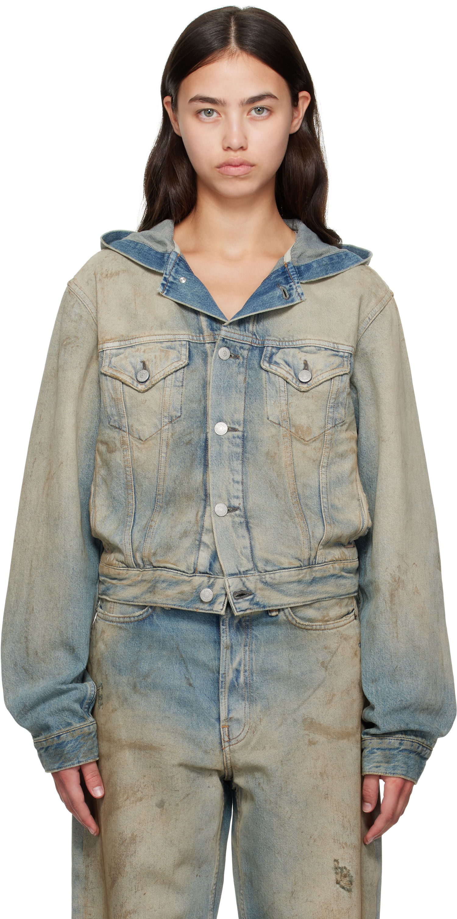 Jakna Acne Studios Acne Studios Hooded Denim Jacket Modra | C90199-, 0
