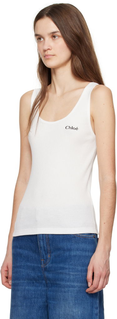 Pasovi CHLOÉ Chloé Ribbed Logo Tank Top Kovinski | CH25SJH12180, 3