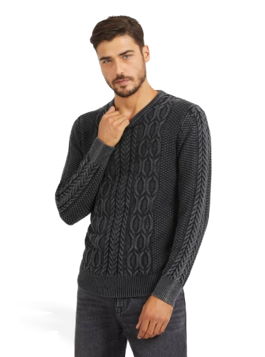 Pleteni pulover GUESS Cable Knit Črna | M3BR21Z2BB0