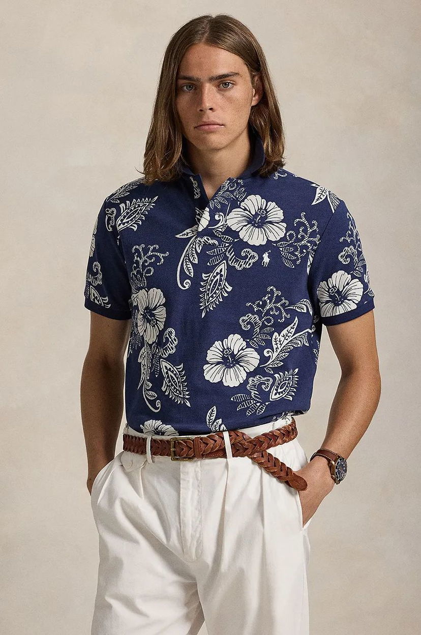 Polo majica Polo by Ralph Lauren Polo Ralph Lauren Floral Print Polo Shirt Modra | 710956684