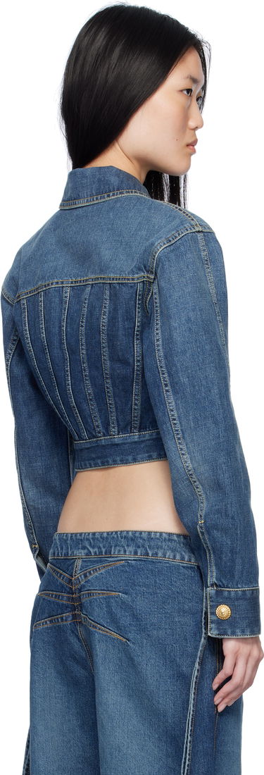 Jakna Balmain Cropped Faded Denim Jacket Modra | EF1TC180DF65, 2