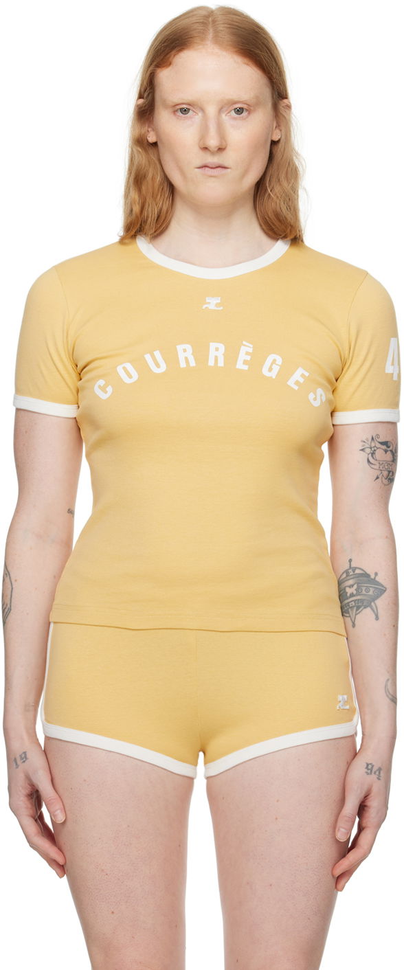 Majica Courrèges Contrast Trim T-Shirt Rumena | 323JTS017JS0093