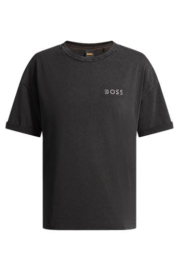 Majica BOSS BOSS Relaxed-Fit Cotton T-Shirt with Logo Črna | 50535106