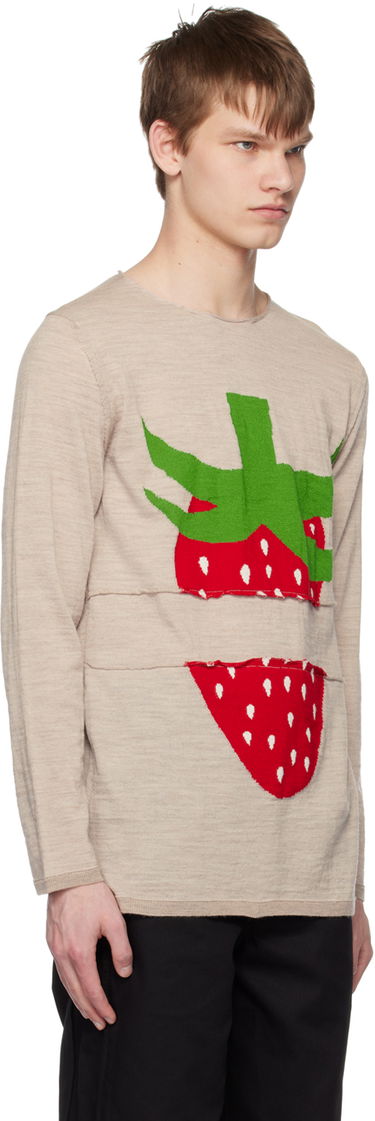 Pleteni pulover Comme des Garçons Comme des Garçons Shirt Brett Westfall Edition Strawberry Knit Sweater Bež | FK-N004-051, 1