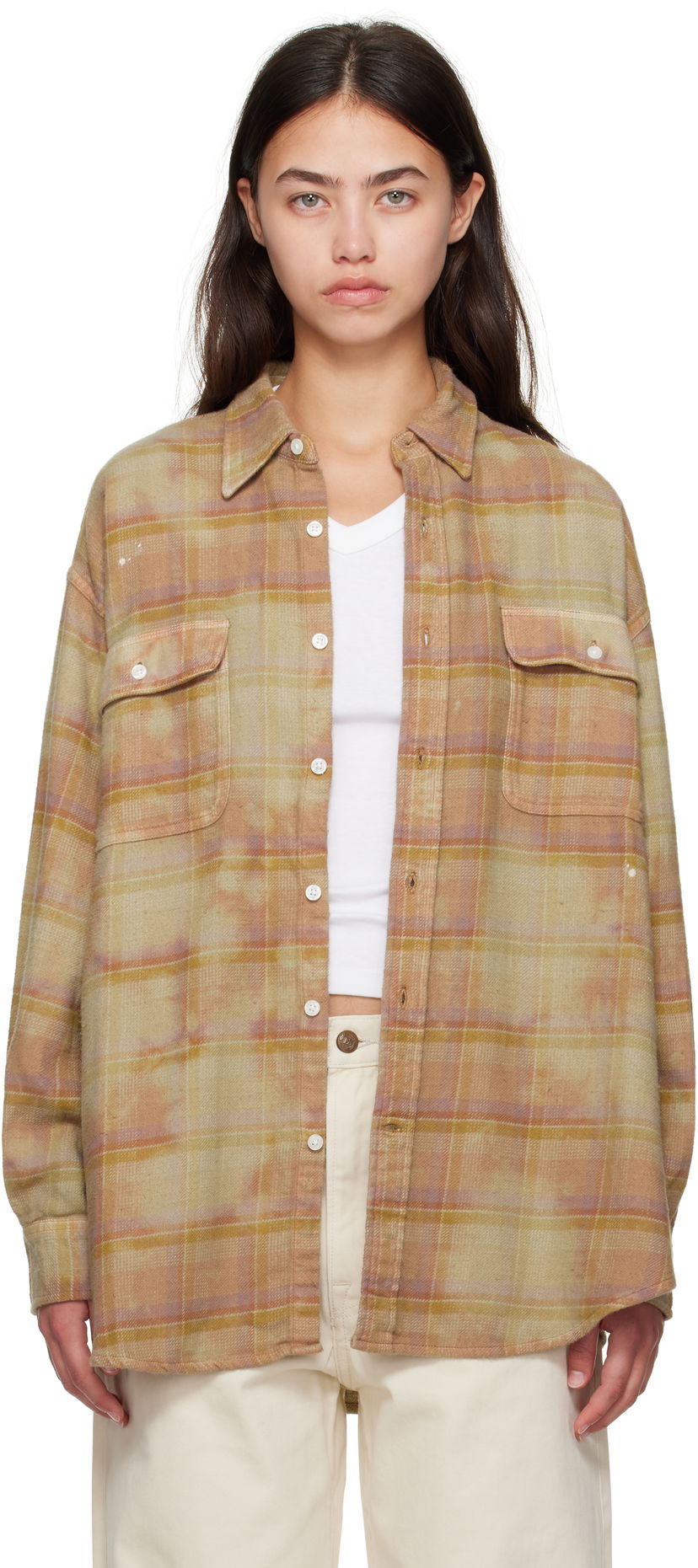 Srajce R13 R13 Boyfriend Plaid Shirt Bež | R13WR415-R550B