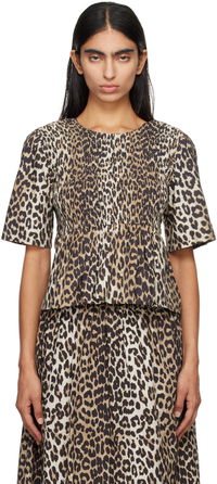 GANNI Smocked Leopard Print Blouse