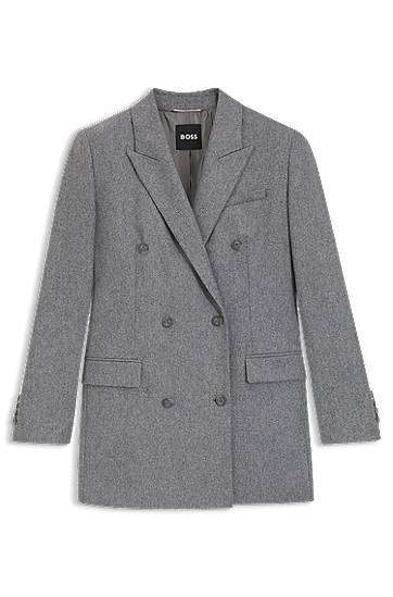 Jakna BOSS BOSS Double-Breasted Long Blazer Siva | 50548736