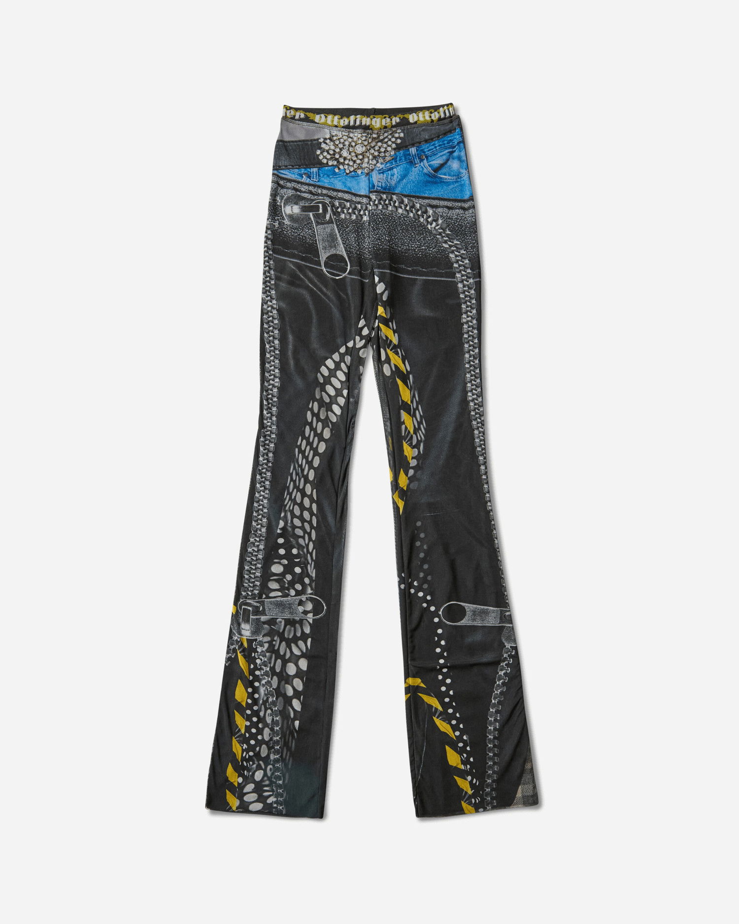Hlače Ottolinger Mesh Flare Pants with Polka Dot and Zip Print Večbarvna | 10120050104 PRIBLK, 1