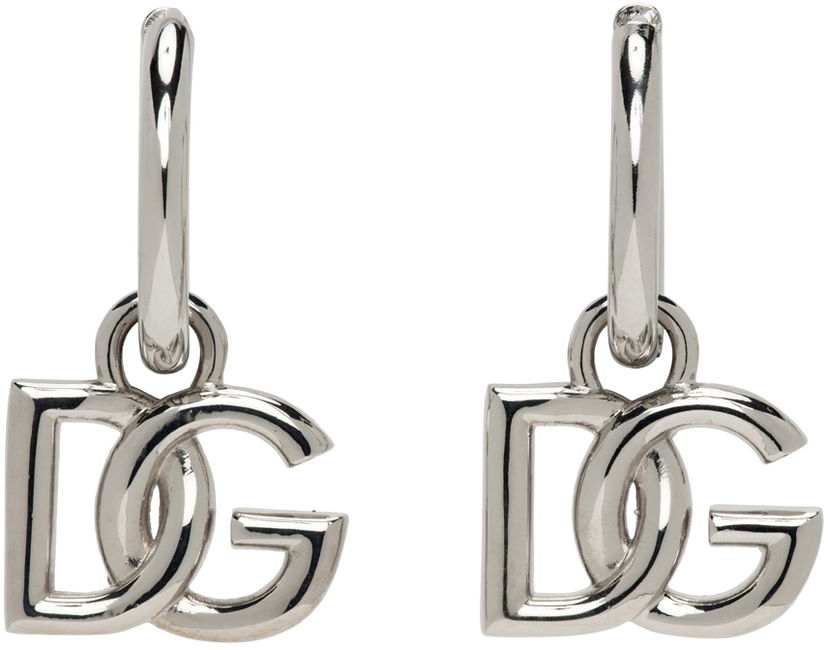 Uhani Dolce & Gabbana Silver Logo Earrings Kovinski | WEN5L3W1111