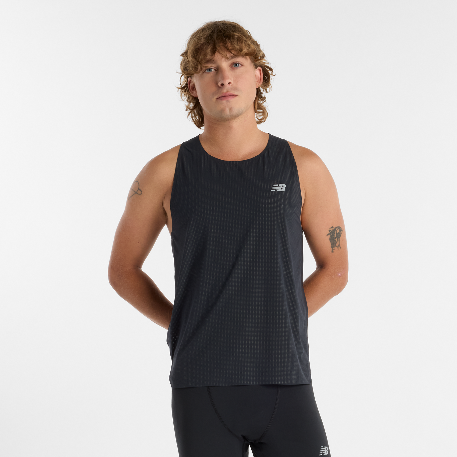Majica brez rokavov New Balance Men's Running Singlet Črna | NBMT51205BK, 0