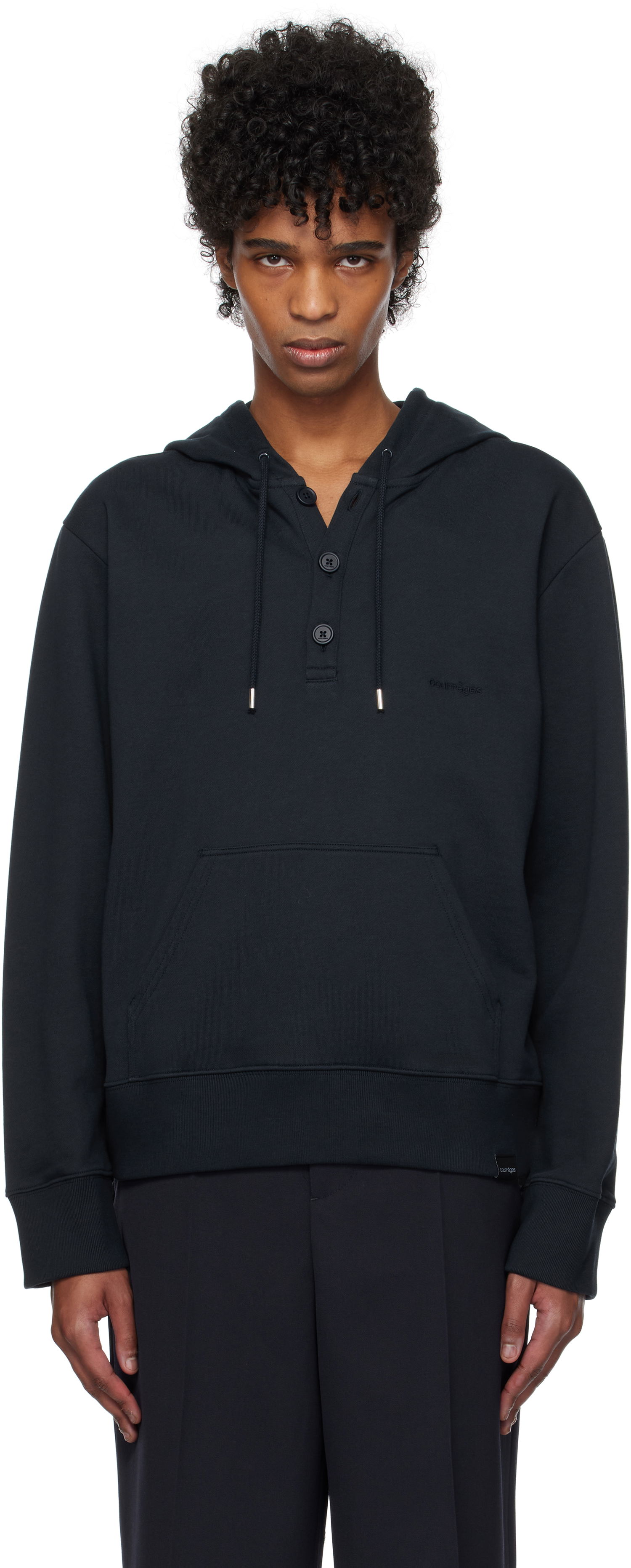 Pulover Courrèges Courrèges Buttoned Hoodie Črna | 125JHO037JS0120, 0
