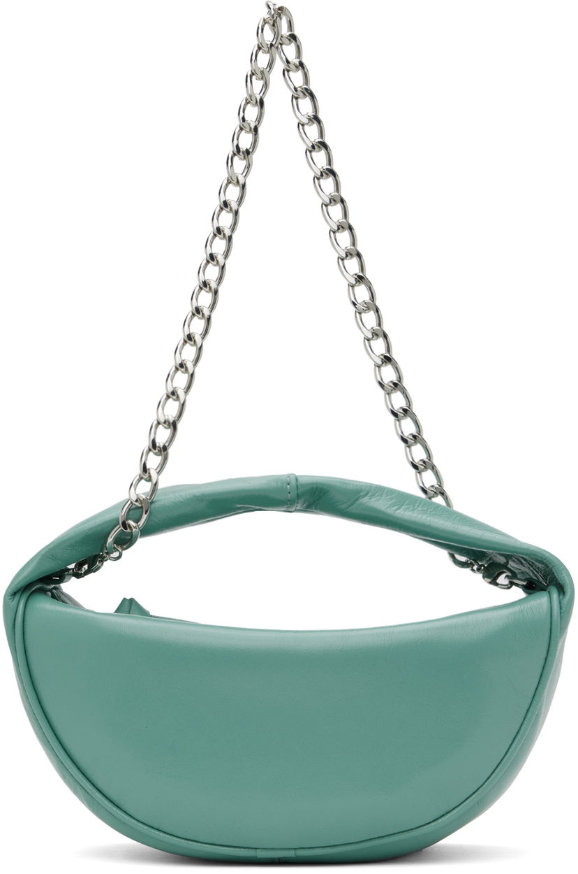 Torba za čez ramo BY FAR BY FAR Cush Cadet Creased Leather Shoulder Bag Zelena | MWBTH014LL002BL052PL