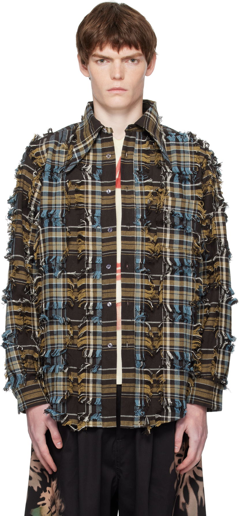 Srajce Collina Strada Collina Strada Frayed Plaid Button-Up Shirt Rjava | XX3063-B