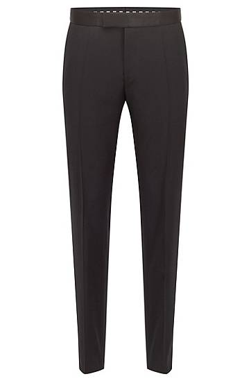Hlače BOSS Slim-Fit Tuxedo Trousers in Virgin-Wool Serge Črna | 50469186