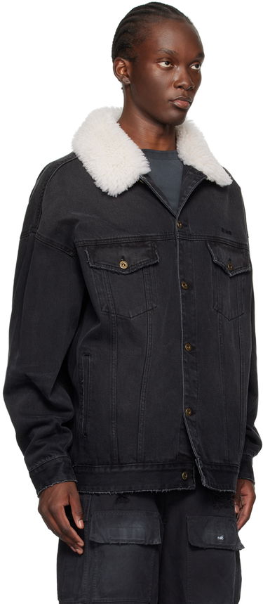 Jakna We11done Oversized Denim Jacket with Fur Collar Črna | WD-DJ2-24-363-U-BK, 1