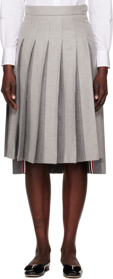Krila Thom Browne Wool Flannel Pleated Midi Skirt Siva | FGC441A-F0580, 0