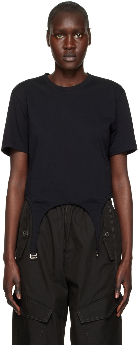 Krop-top Dion Lee Garter Slim T-Shirt Črna | C3098R23, 0