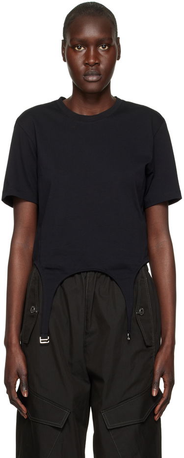 Krop-top Dion Lee Garter Slim T-Shirt Črna | C3098R23, 0