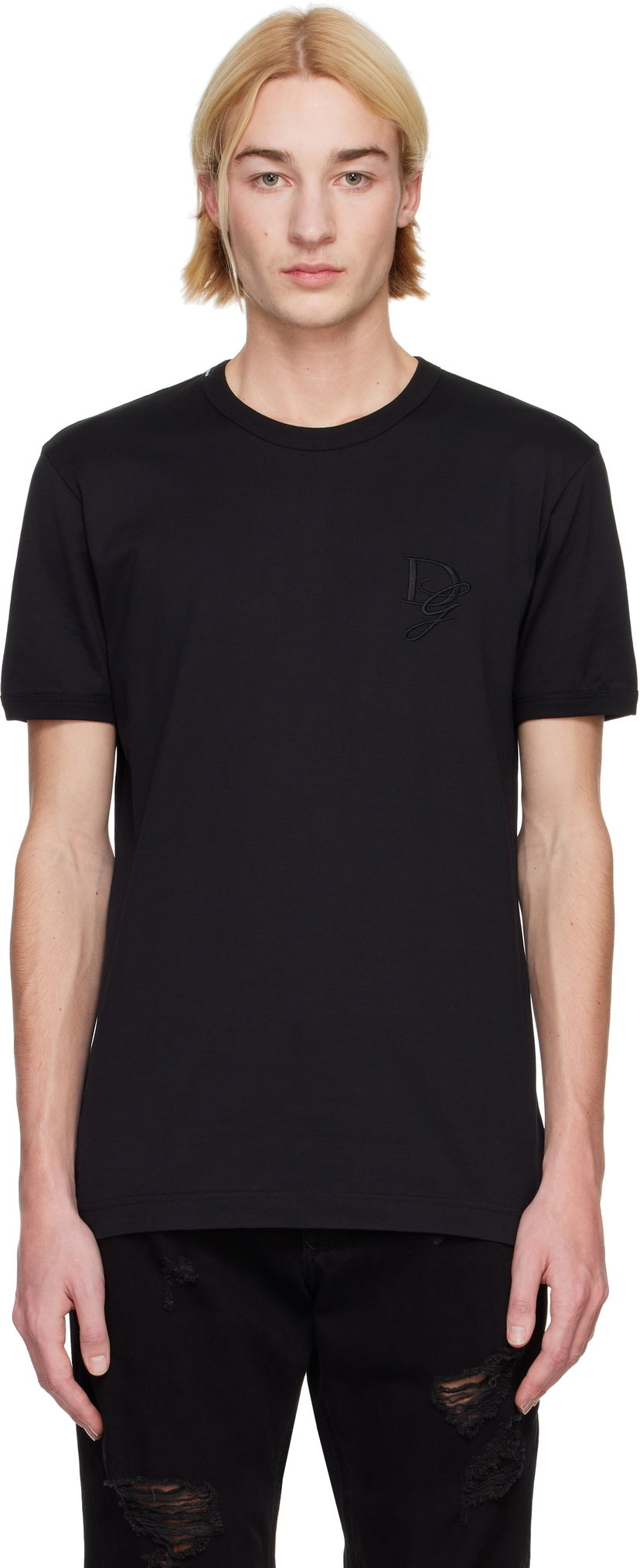 Majica Dolce & Gabbana Dolce&Gabbana Jersey Round Neck T-Shirt Črna | G8RN8ZG7N4Q