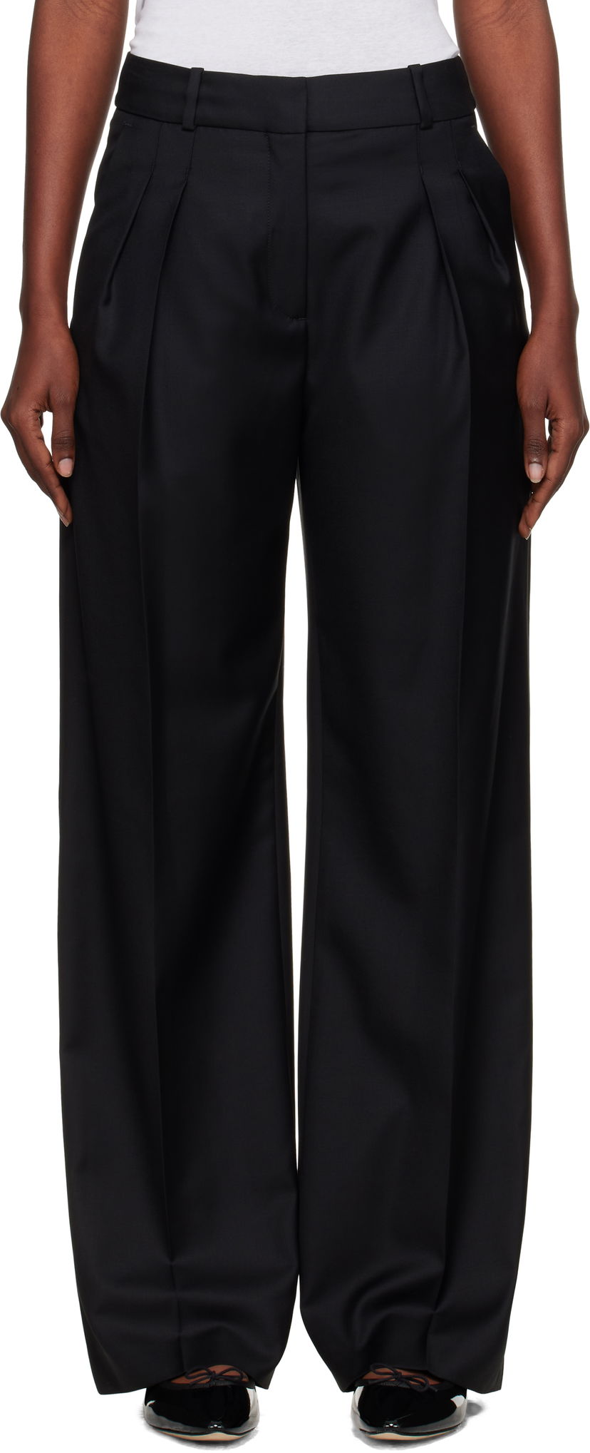 Hlače Loulou de Saison Loulou de Saison Sbiru LDS Straight Leg Trousers Črna | SBIRU LDS