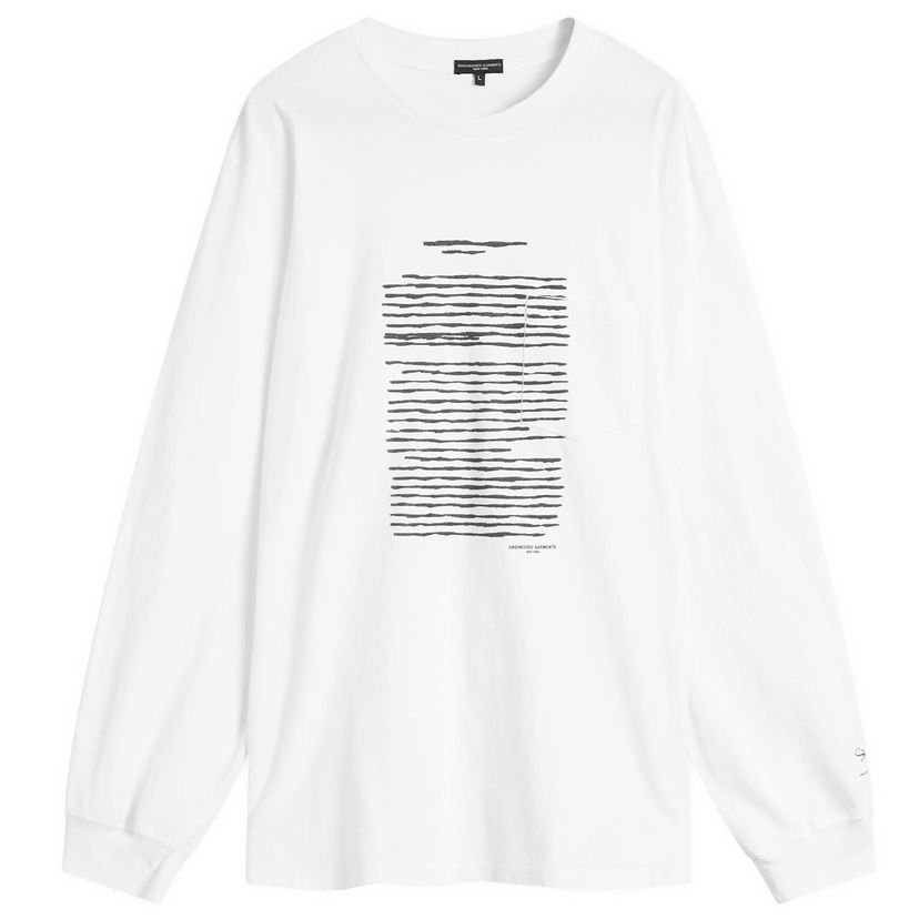 Majica Engineered Garments Engineered Garments Printed Long Sleeve T-Shirt, Size Large Bela | QT265-NP174