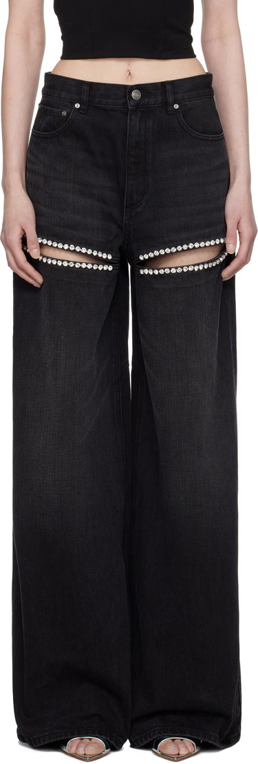 Kavbojke Area AREA Wide Leg Crystal Slit Jeans Črna | 0000P02333, 0