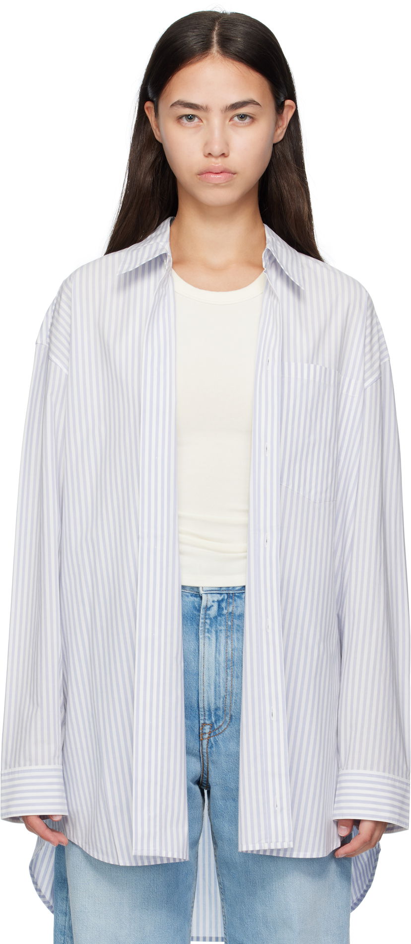Srajce Acne Studios Acne Studios Striped Oversized Button-Up Shirt Modra | CB0117-