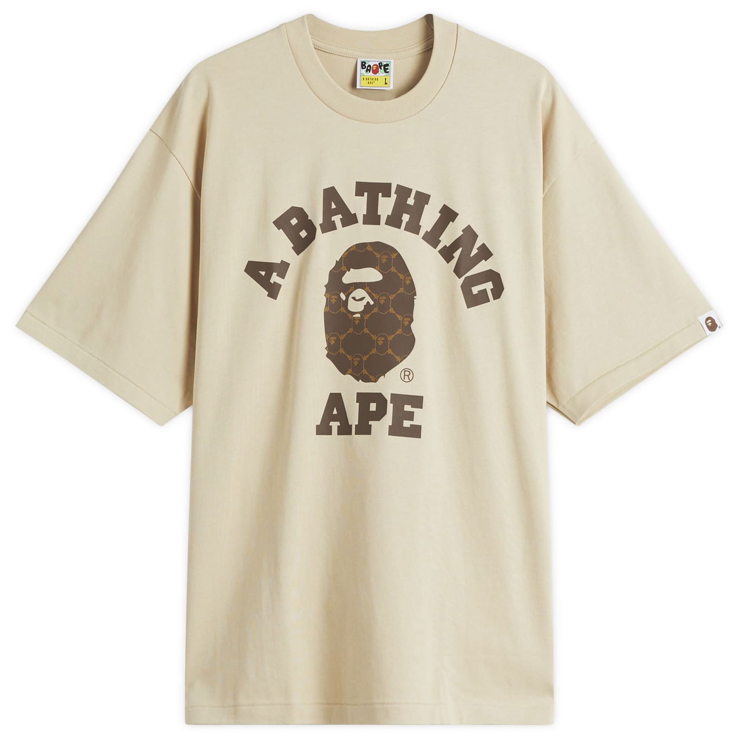 Majica BAPE A Bathing Ape Collegeonogram Relaxed Fit T-Shirt, Size Large Bež | 001TEL301322M-BEI, 0