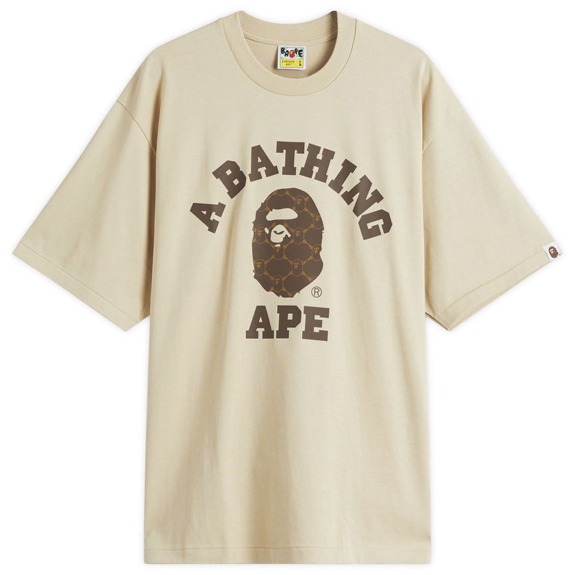 Majica BAPE A Bathing Ape Collegeonogram Relaxed Fit T-Shirt, Size Large Bež | 001TEL301322M-BEI