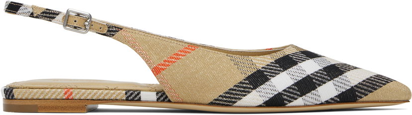 Modni dodatki Burberry Burberry Birdie Check Slingback Flats Bež | 8106155