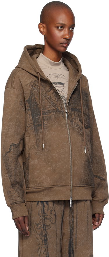 Pulover Feng Chen Wang Feng Chen Wang Deconstruction Print Zip Hoodie Rjava | FUF18HD02, 4